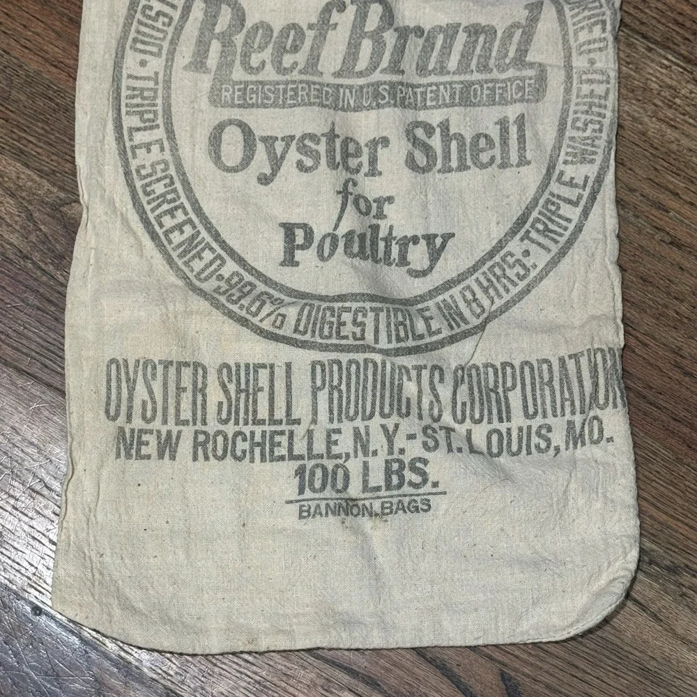 Vintage Reef Brand Oyster Shell Burlap Sack